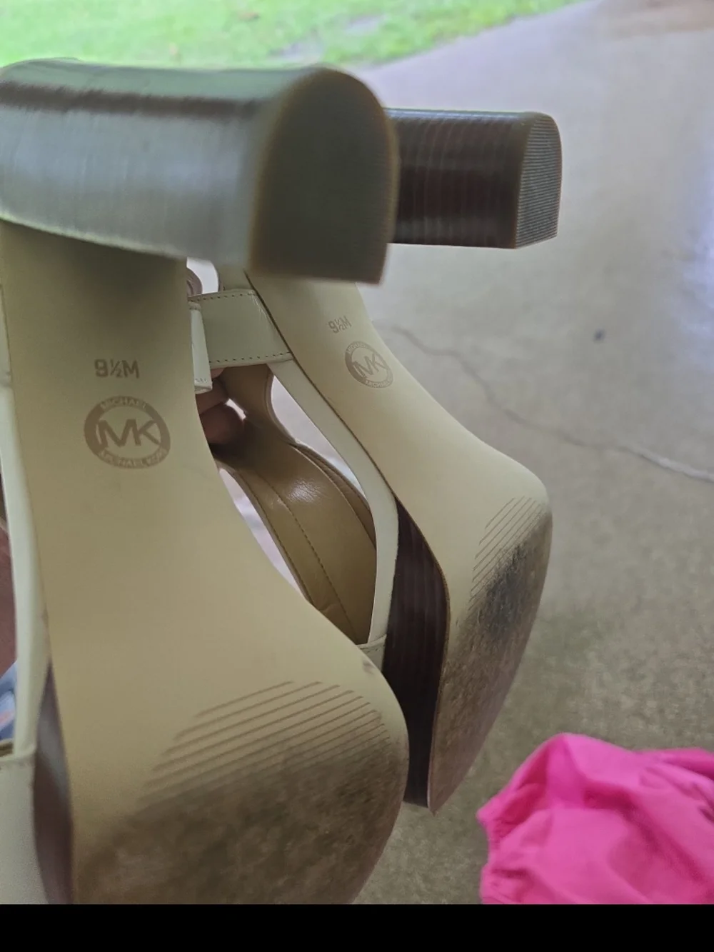 Michael Kors Berkley cream block heel sandals 9.5